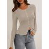 imagePRETTYGARDEN Womens 2026 Fall Cardigan Sweaters Lightweight Long Sleeve Button up Ribbed Knit Tops Winter Fashion ClothesOatmeal