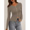 imagePRETTYGARDEN Womens 2026 Fall Cardigan Sweaters Lightweight Long Sleeve Button up Ribbed Knit Tops Winter Fashion ClothesTaupe