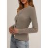imagePRETTYGARDEN Womens 2026 Fall Cardigan Sweaters Lightweight Long Sleeve Button up Ribbed Knit Tops Winter Fashion ClothesTaupe