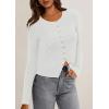 imagePRETTYGARDEN Womens 2026 Fall Cardigan Sweaters Lightweight Long Sleeve Button up Ribbed Knit Tops Winter Fashion ClothesWhite