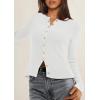imagePRETTYGARDEN Womens 2026 Fall Cardigan Sweaters Lightweight Long Sleeve Button up Ribbed Knit Tops Winter Fashion ClothesWhite