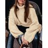 imagePRETTYGARDEN Womens 2026 Fall Turtleneck Oversized Sweaters Long Sleeve Chunky Knit Pullover Tops Winter Fashion ClothesBeige