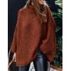 imagePRETTYGARDEN Womens 2026 Fall Turtleneck Oversized Sweaters Long Sleeve Chunky Knit Pullover Tops Winter Fashion ClothesBrick Red