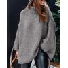 imagePRETTYGARDEN Womens 2026 Fall Turtleneck Oversized Sweaters Long Sleeve Chunky Knit Pullover Tops Winter Fashion ClothesGrey