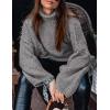imagePRETTYGARDEN Womens 2026 Fall Turtleneck Oversized Sweaters Long Sleeve Chunky Knit Pullover Tops Winter Fashion ClothesGrey