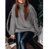 imagePRETTYGARDEN Womens 2026 Fall Turtleneck Oversized Sweaters Long Sleeve Chunky Knit Pullover Tops Winter Fashion ClothesGrey