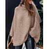 imagePRETTYGARDEN Womens 2026 Fall Turtleneck Oversized Sweaters Long Sleeve Chunky Knit Pullover Tops Winter Fashion ClothesKhaki