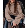 imagePRETTYGARDEN Womens 2026 Fall Turtleneck Oversized Sweaters Long Sleeve Chunky Knit Pullover Tops Winter Fashion ClothesKhaki