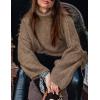 imagePRETTYGARDEN Womens 2026 Fall Turtleneck Oversized Sweaters Long Sleeve Chunky Knit Pullover Tops Winter Fashion ClothesLight Brown