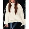 imagePRETTYGARDEN Womens 2026 Fall Turtleneck Oversized Sweaters Long Sleeve Chunky Knit Pullover Tops Winter Fashion ClothesWhite
