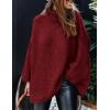 imagePRETTYGARDEN Womens 2026 Fall Turtleneck Oversized Sweaters Long Sleeve Chunky Knit Pullover Tops Winter Fashion ClothesWine Red