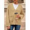 imagePRETTYGARDEN Womens 2026 Oversized Cardigan Sweaters Trendy Chunky Knit Long Sleeve V Neck Button Down Fall Winter OutfitsKhaki