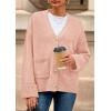 imagePRETTYGARDEN Womens 2026 Oversized Cardigan Sweaters Trendy Chunky Knit Long Sleeve V Neck Button Down Fall Winter OutfitsPink