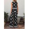imagePRETTYGARDEN Womens 2026 Summer 2 Piece Lounge Sets Boho Floral Tank Tops Flowy Wide Peg Pants Travel Beach Vacation OutfitsFloral Black White