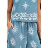 imagePRETTYGARDEN Womens 2026 Summer 2 Piece Lounge Sets Boho Floral Tank Tops Flowy Wide Peg Pants Travel Beach Vacation OutfitsFloral Grey Blue White