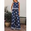imagePRETTYGARDEN Womens 2026 Summer 2 Piece Lounge Sets Boho Floral Tank Tops Flowy Wide Peg Pants Travel Beach Vacation OutfitsFloral Navy White