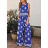 imagePRETTYGARDEN Womens 2026 Summer 2 Piece Lounge Sets Boho Floral Tank Tops Flowy Wide Peg Pants Travel Beach Vacation OutfitsFloral Royal Blue White