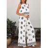 imagePRETTYGARDEN Womens 2026 Summer 2 Piece Lounge Sets Boho Floral Tank Tops Flowy Wide Peg Pants Travel Beach Vacation OutfitsFloral White Black