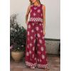 imagePRETTYGARDEN Womens 2026 Summer 2 Piece Lounge Sets Boho Floral Tank Tops Flowy Wide Peg Pants Travel Beach Vacation OutfitsFloral Wine Red White