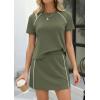 imagePRETTYGARDEN Womens 2026 Summer 2 Piece Skirt Sets Short Sleeve Shirts Tops Skorts Matching Workout Clothes Travel OutfitsArmy Green