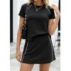 imagePRETTYGARDEN Womens 2026 Summer 2 Piece Skirt Sets Short Sleeve Shirts Tops Skorts Matching Workout Clothes Travel OutfitsBlack