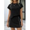 imagePRETTYGARDEN Womens 2026 Summer 2 Piece Skirt Sets Short Sleeve Shirts Tops Skorts Matching Workout Clothes Travel OutfitsBlack