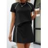 imagePRETTYGARDEN Womens 2026 Summer 2 Piece Skirt Sets Short Sleeve Shirts Tops Skorts Matching Workout Clothes Travel OutfitsBlack