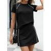 imagePRETTYGARDEN Womens 2026 Summer 2 Piece Skirt Sets Short Sleeve Shirts Tops Skorts Matching Workout Clothes Travel OutfitsBlack
