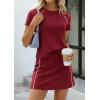 imagePRETTYGARDEN Womens 2026 Summer 2 Piece Skirt Sets Short Sleeve Shirts Tops Skorts Matching Workout Clothes Travel OutfitsBurgundy