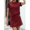 imagePRETTYGARDEN Womens 2026 Summer 2 Piece Skirt Sets Short Sleeve Shirts Tops Skorts Matching Workout Clothes Travel OutfitsBurgundy
