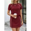 imagePRETTYGARDEN Womens 2026 Summer 2 Piece Skirt Sets Short Sleeve Shirts Tops Skorts Matching Workout Clothes Travel OutfitsBurgundy