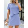 imagePRETTYGARDEN Womens 2026 Summer 2 Piece Skirt Sets Short Sleeve Shirts Tops Skorts Matching Workout Clothes Travel OutfitsLight Blue