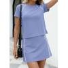 imagePRETTYGARDEN Womens 2026 Summer 2 Piece Skirt Sets Short Sleeve Shirts Tops Skorts Matching Workout Clothes Travel OutfitsLight Blue