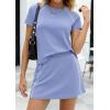 imagePRETTYGARDEN Womens 2026 Summer 2 Piece Skirt Sets Short Sleeve Shirts Tops Skorts Matching Workout Clothes Travel OutfitsLight Blue