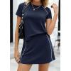 imagePRETTYGARDEN Womens 2026 Summer 2 Piece Skirt Sets Short Sleeve Shirts Tops Skorts Matching Workout Clothes Travel OutfitsNavy Blue