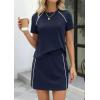 imagePRETTYGARDEN Womens 2026 Summer 2 Piece Skirt Sets Short Sleeve Shirts Tops Skorts Matching Workout Clothes Travel OutfitsNavy Blue
