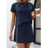 imagePRETTYGARDEN Womens 2026 Summer 2 Piece Skirt Sets Short Sleeve Shirts Tops Skorts Matching Workout Clothes Travel OutfitsNavy Blue
