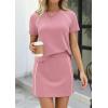 imagePRETTYGARDEN Womens 2026 Summer 2 Piece Skirt Sets Short Sleeve Shirts Tops Skorts Matching Workout Clothes Travel OutfitsPink
