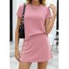 imagePRETTYGARDEN Womens 2026 Summer 2 Piece Skirt Sets Short Sleeve Shirts Tops Skorts Matching Workout Clothes Travel OutfitsPink