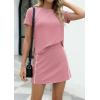 imagePRETTYGARDEN Womens 2026 Summer 2 Piece Skirt Sets Short Sleeve Shirts Tops Skorts Matching Workout Clothes Travel OutfitsPink