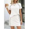imagePRETTYGARDEN Womens 2026 Summer 2 Piece Skirt Sets Short Sleeve Shirts Tops Skorts Matching Workout Clothes Travel OutfitsWhite