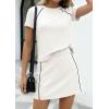 imagePRETTYGARDEN Womens 2026 Summer 2 Piece Skirt Sets Short Sleeve Shirts Tops Skorts Matching Workout Clothes Travel OutfitsWhite