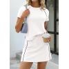 imagePRETTYGARDEN Womens 2026 Summer 2 Piece Skirt Sets Short Sleeve Shirts Tops Skorts Matching Workout Clothes Travel OutfitsWhite