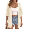 imagePRETTYGARDEN Womens Lightweight Summer Cardigans 2026 Short Sleeve Knit Crochet Coverups Spring Boho Beach Vacation ClothesBeige