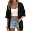imagePRETTYGARDEN Womens Lightweight Summer Cardigans 2026 Short Sleeve Knit Crochet Coverups Spring Boho Beach Vacation ClothesBlack