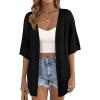 imagePRETTYGARDEN Womens Lightweight Summer Cardigans 2026 Short Sleeve Knit Crochet Coverups Spring Boho Beach Vacation ClothesBlack
