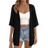 imagePRETTYGARDEN Womens Lightweight Summer Cardigans 2026 Short Sleeve Knit Crochet Coverups Spring Boho Beach Vacation ClothesBlack
