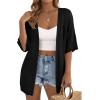 imagePRETTYGARDEN Womens Lightweight Summer Cardigans 2026 Short Sleeve Knit Crochet Coverups Spring Boho Beach Vacation ClothesBlack
