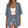 imagePRETTYGARDEN Womens Lightweight Summer Cardigans 2026 Short Sleeve Knit Crochet Coverups Spring Boho Beach Vacation ClothesDusty Blue