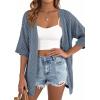 imagePRETTYGARDEN Womens Lightweight Summer Cardigans 2026 Short Sleeve Knit Crochet Coverups Spring Boho Beach Vacation ClothesDusty Blue